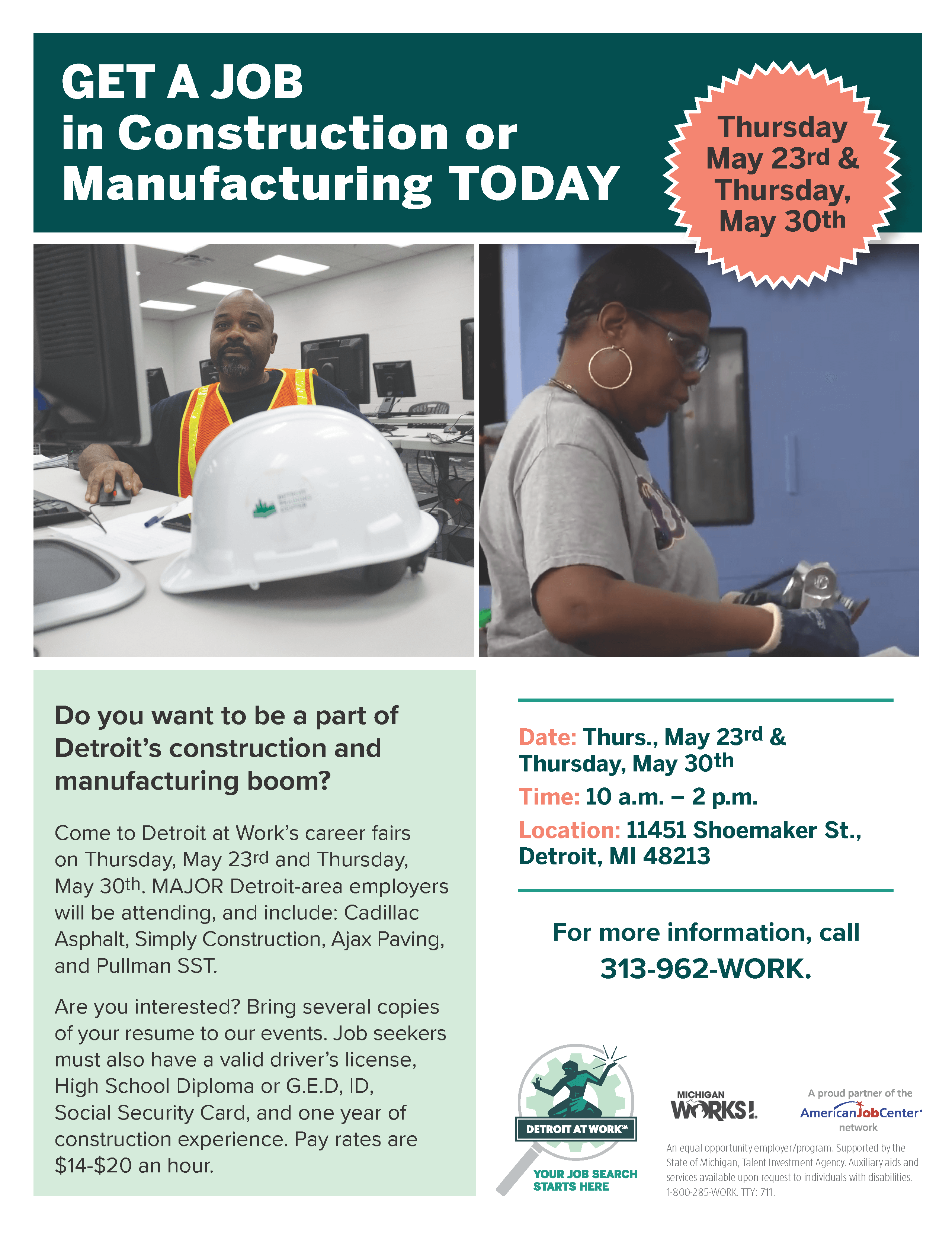Construction and Manufacturing Career Fair Flyer